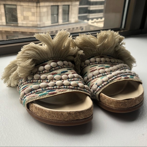 Chloe Nolan Tapestry Fringe Slide Sandal - Picture 2 of 4